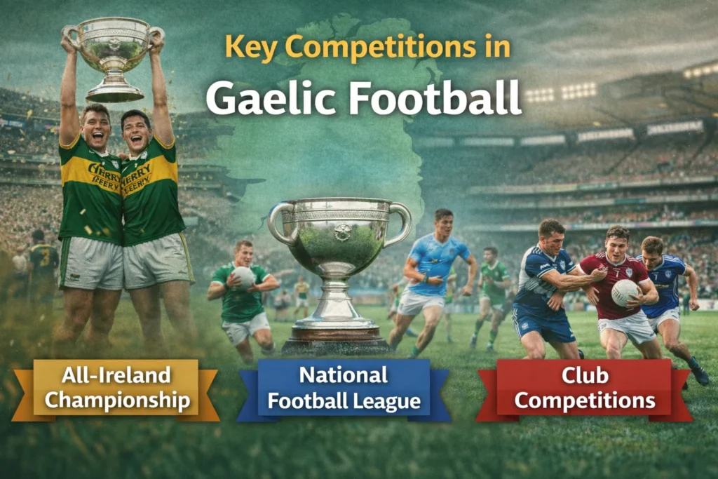 gaelic football competitions illustration showing inter county teams and championship matches